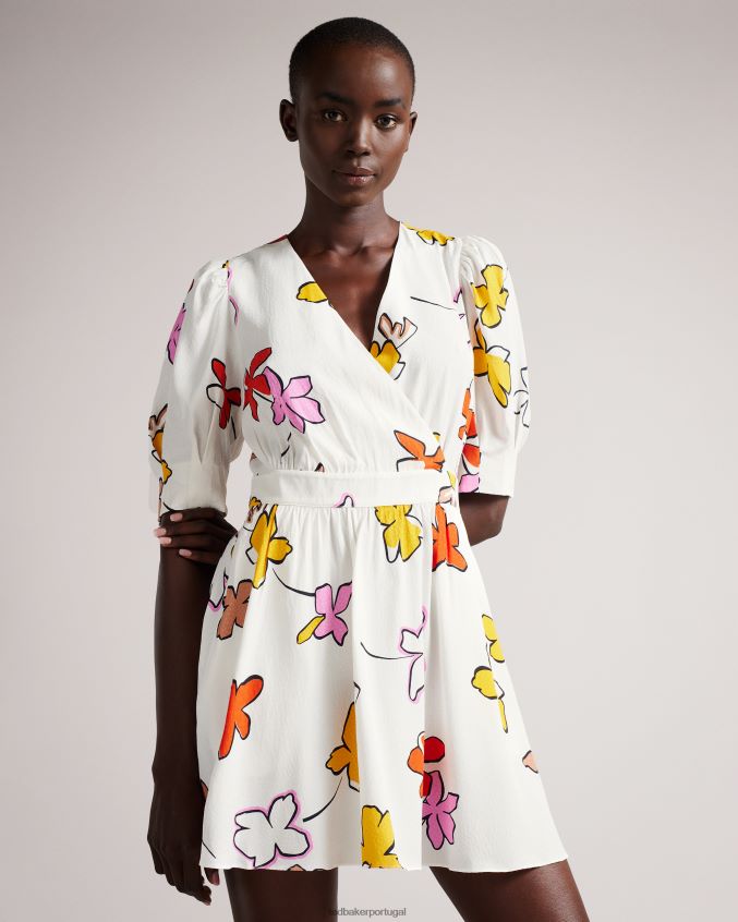roupas Ted Baker Wesllie minivestido estampado na frente branco mulheres 8X6HDF544