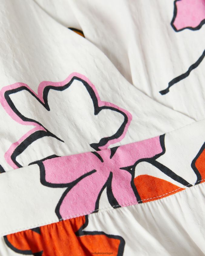 roupas Ted Baker Wesllie minivestido estampado na frente branco mulheres 8X6HDF544