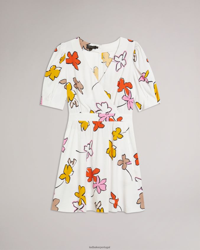 roupas Ted Baker Wesllie minivestido estampado na frente branco mulheres 8X6HDF544