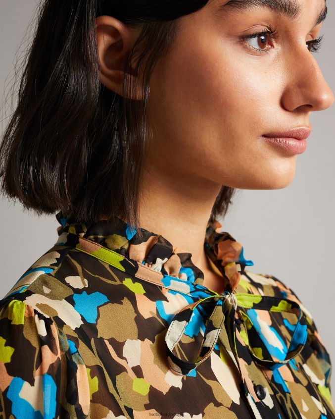 roupas Ted Baker minivestido floral hariiee com cintura baixa preto mulheres 8X6HDF485