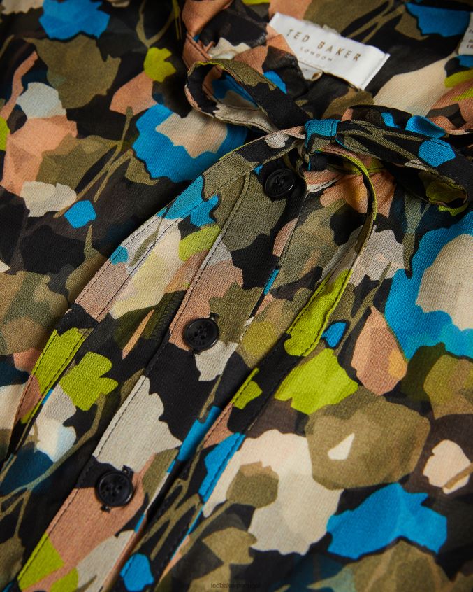 roupas Ted Baker minivestido floral hariiee com cintura baixa preto mulheres 8X6HDF485