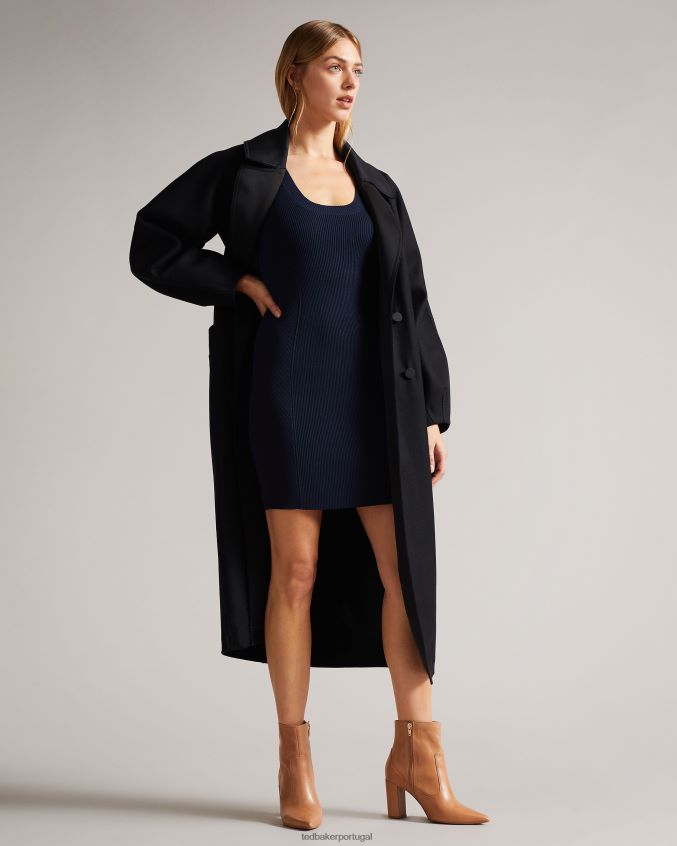 roupas Ted Baker vestido bodycon com gola redonda dollra azul escuro mulheres 8X6HDF581