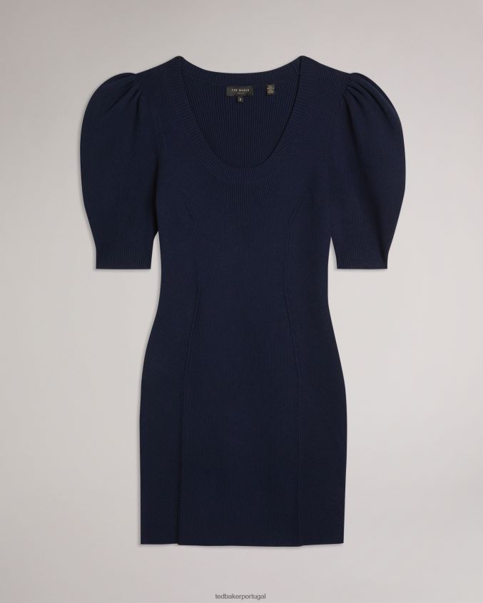 roupas Ted Baker vestido bodycon com gola redonda dollra azul escuro mulheres 8X6HDF581