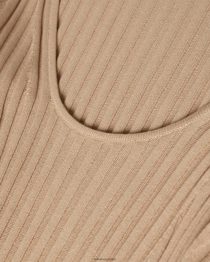 roupas Ted Baker vestido de malha com detalhe de fenda lateral kiierra marrom claro mulheres 8X6HDF621