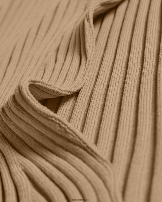 roupas Ted Baker vestido de malha com detalhe de fenda lateral kiierra marrom claro mulheres 8X6HDF621