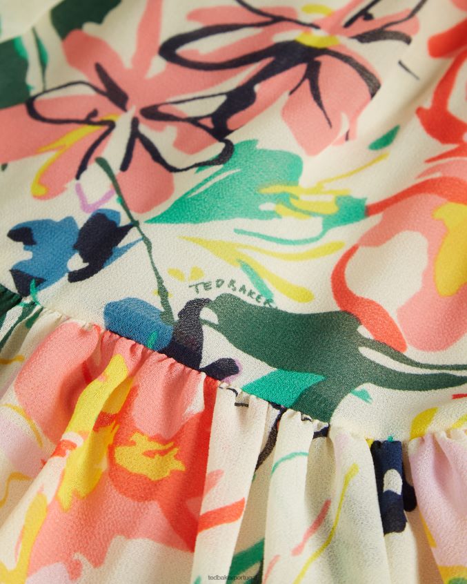 roupas Ted Baker vestido maxi manga balão kiyrie branco mulheres 8X6HDF564