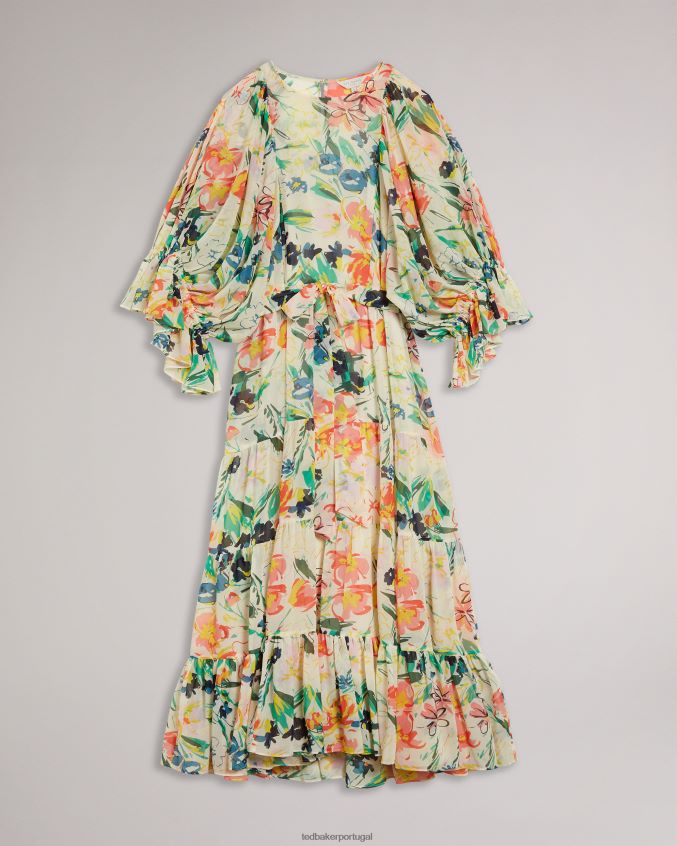 roupas Ted Baker vestido maxi manga balão kiyrie branco mulheres 8X6HDF564