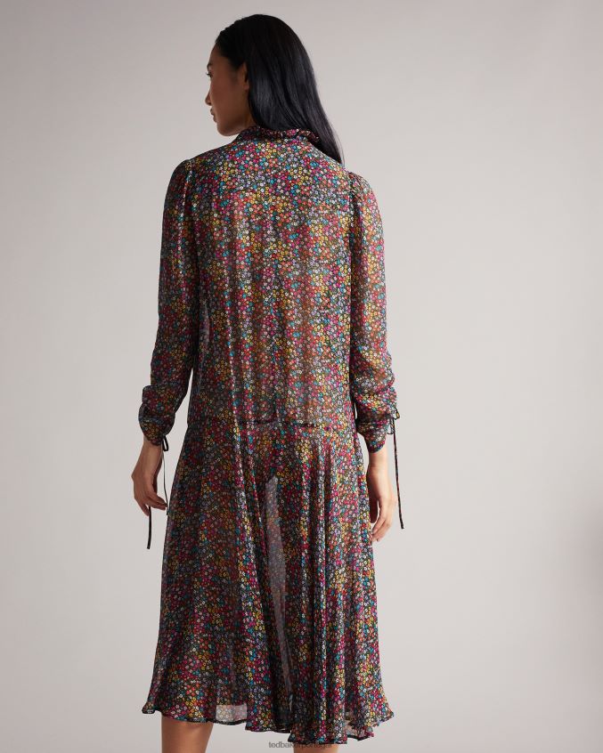 roupas Ted Baker vestido midi bevlia cintura baixa preto mulheres 8X6HDF519