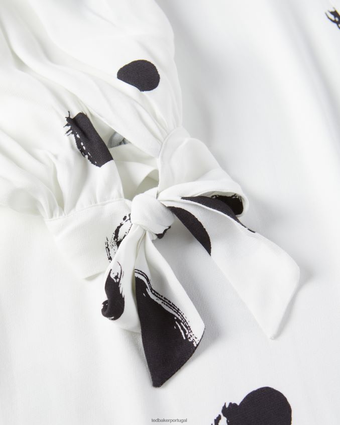 roupas Ted Baker vestido midi eliyzza com botões e punhos de gravata branco mulheres 8X6HDF487
