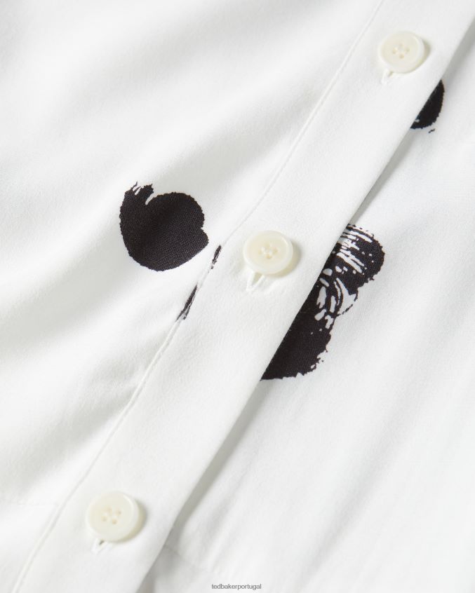 roupas Ted Baker vestido midi eliyzza com botões e punhos de gravata branco mulheres 8X6HDF487