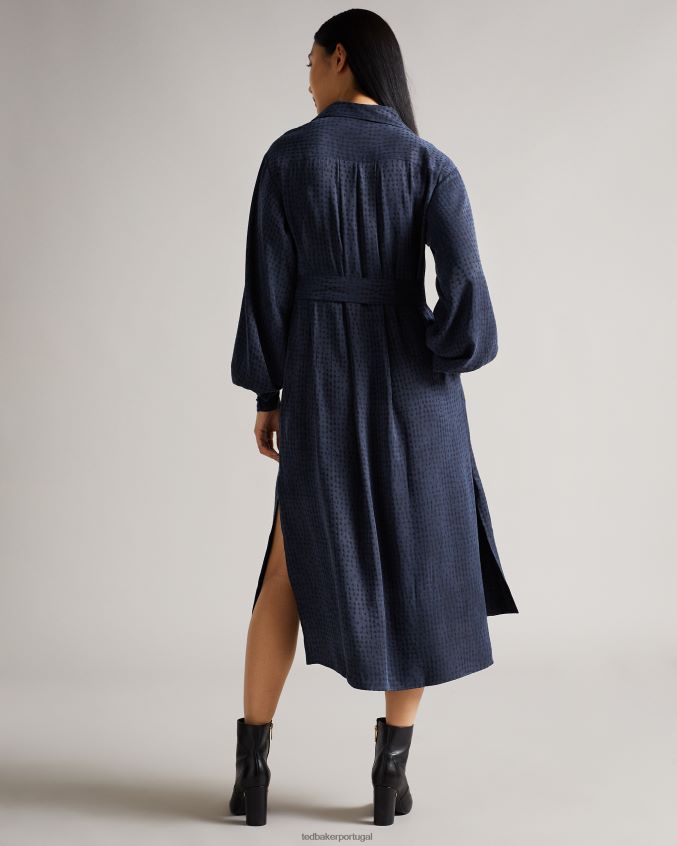 roupas Ted Baker vestido midi sammmie d ring azul escuro mulheres 8X6HDF512