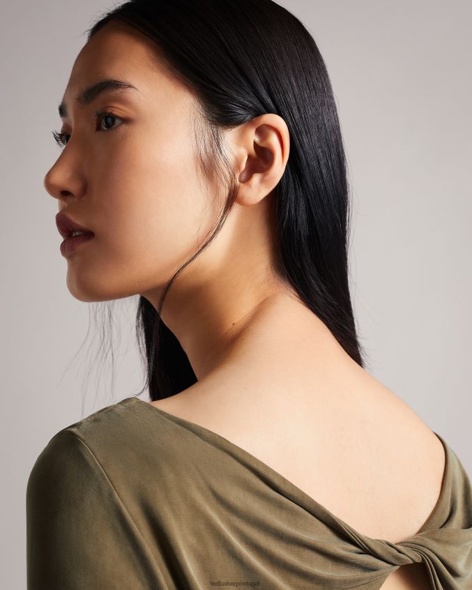 roupas Ted Baker vestido neivaeh em jersey torcido nas costas dk-verde mulheres 8X6HDF636