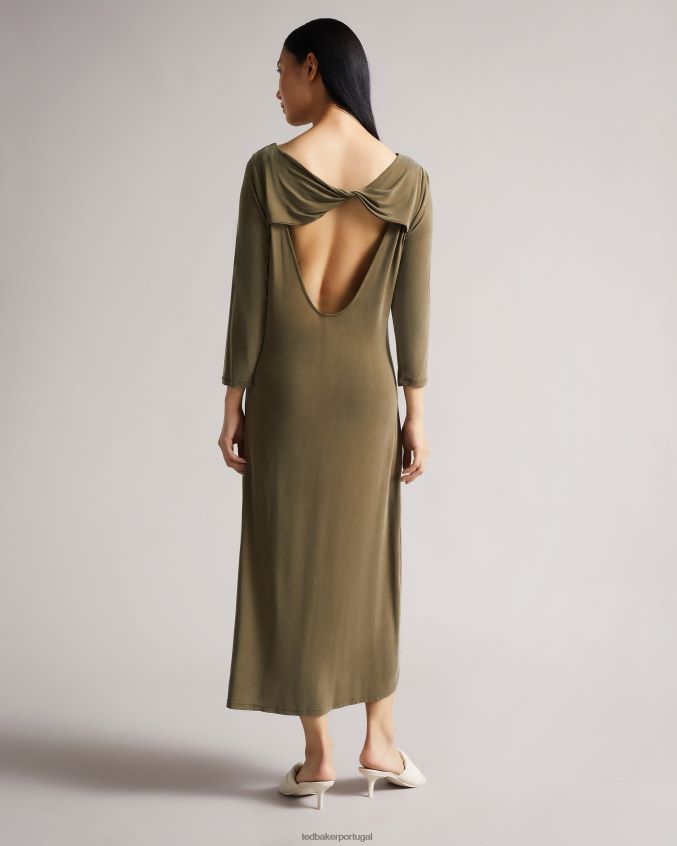 roupas Ted Baker vestido neivaeh em jersey torcido nas costas dk-verde mulheres 8X6HDF636