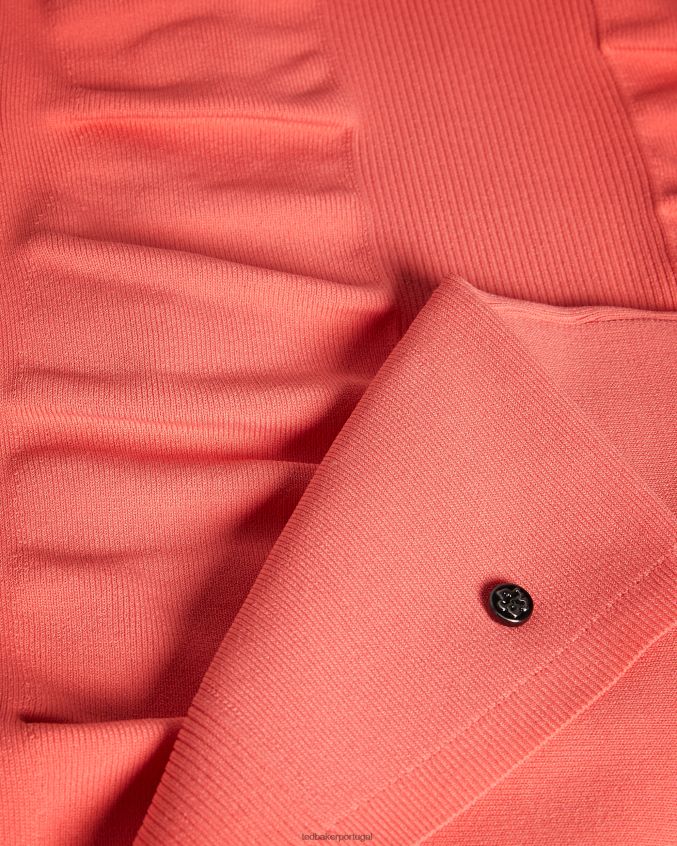 roupas Ted Baker vestido novari bodycon com decote em v coral mulheres 8X6HDF612