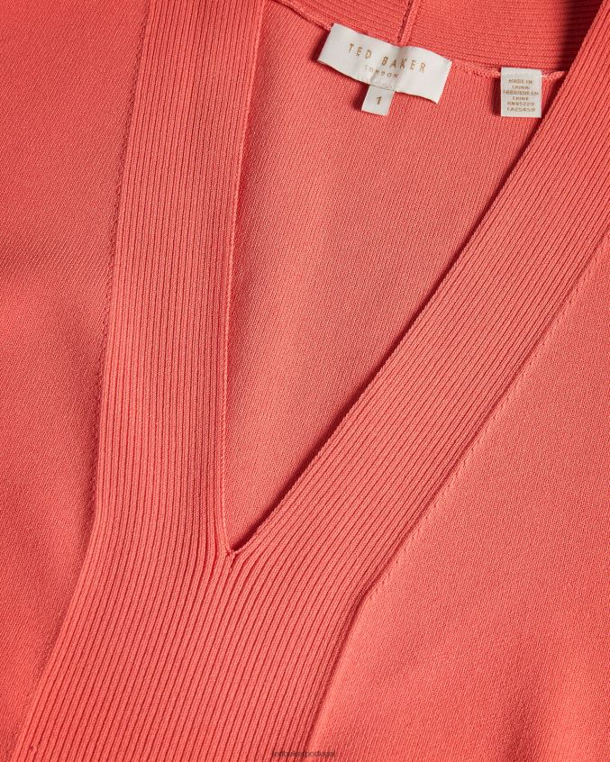 roupas Ted Baker vestido novari bodycon com decote em v coral mulheres 8X6HDF612