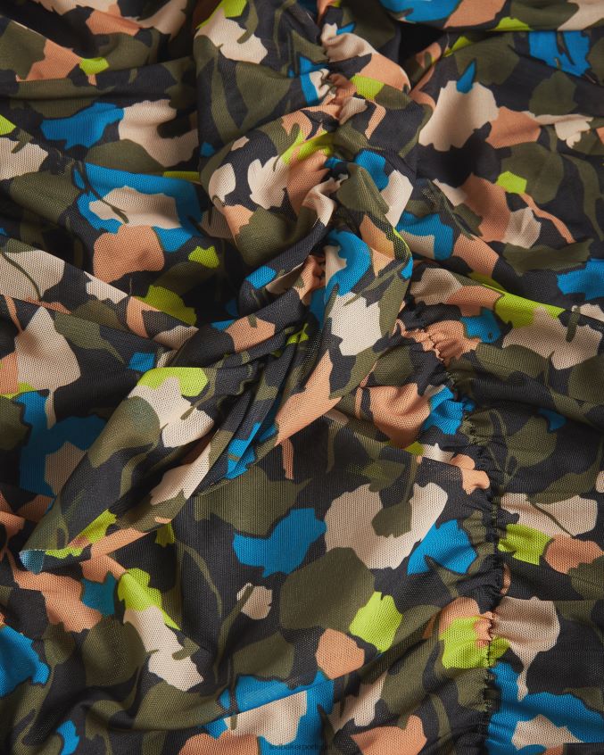 roupas Ted Baker vestido ttinna com franzido na frente preto mulheres 8X6HDF507