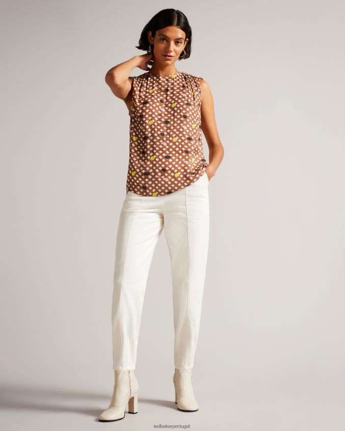 sapato Ted Baker marshah botas de couro com tornozelo elástico cru mulheres 8X6HDF929