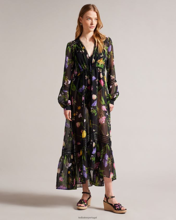 sapato Ted Baker cunhas de nó macio floral cardima preto mulheres 8X6HDF858