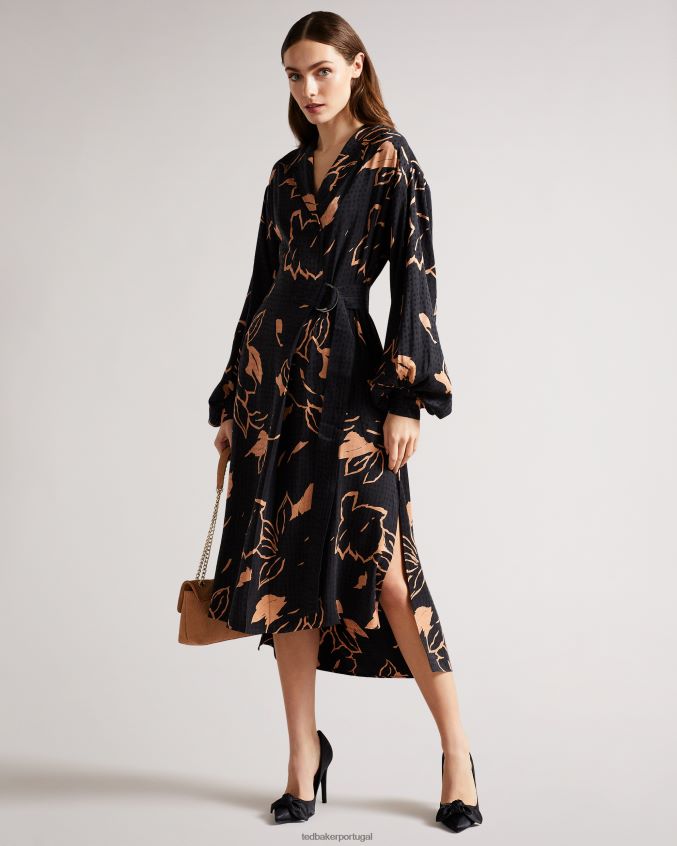 sapato Ted Baker sapato de corte hyana moiré com laço de cetim preto mulheres 8X6HDF903