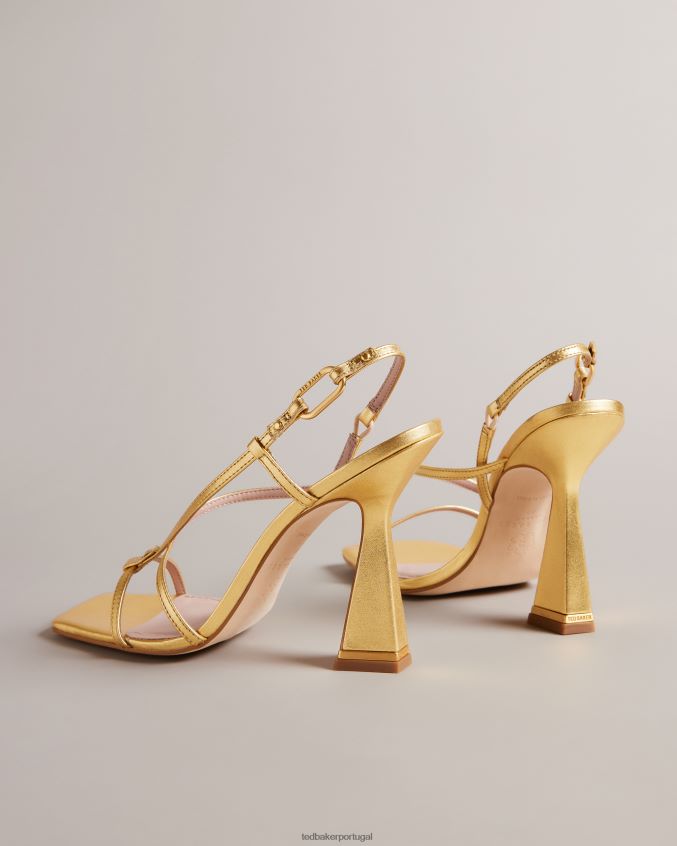 sapato Ted Baker Sandália de salto geométrico com tiras Cayena ouro mulheres 8X6HDF893