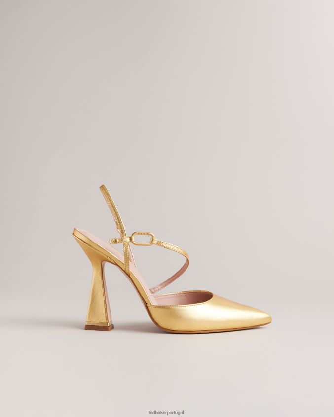 sapato Ted Baker coriana sapato com salto geométrico pontiagudo ouro mulheres 8X6HDF911