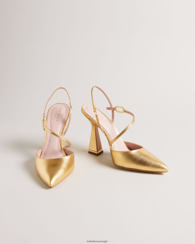 sapato Ted Baker coriana sapato com salto geométrico pontiagudo ouro mulheres 8X6HDF911