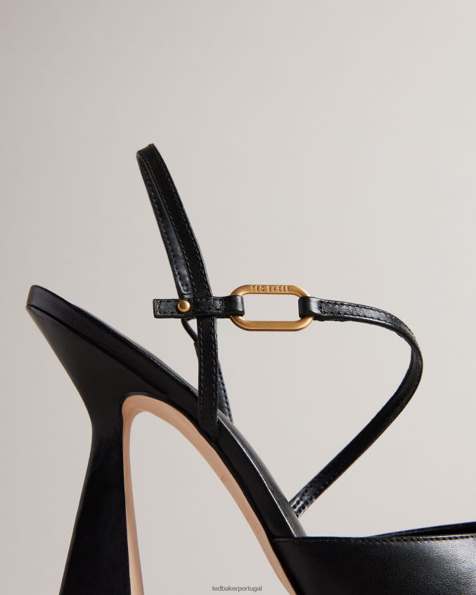 sapato Ted Baker coriana sapato com salto geométrico pontiagudo preto mulheres 8X6HDF888