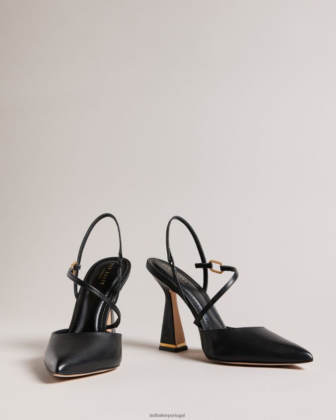 sapato Ted Baker coriana sapato com salto geométrico pontiagudo preto mulheres 8X6HDF888