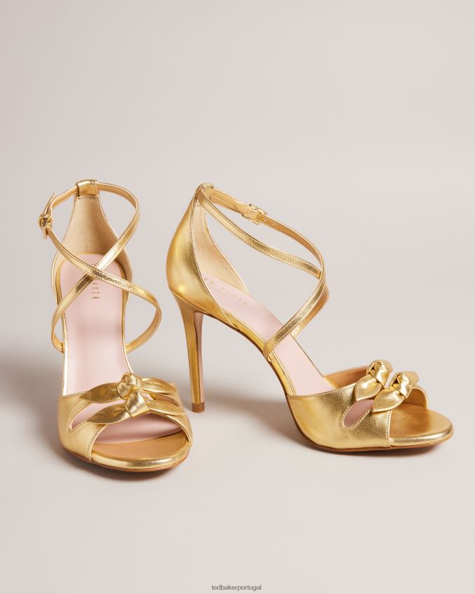 sapato Ted Baker sandália bicci couro salto alto ouro mulheres 8X6HDF914