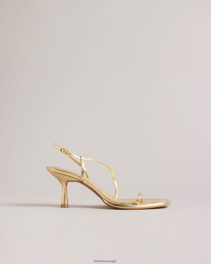 sapato Ted Baker sandália metalizada com salto gatinho myloh ouro mulheres 8X6HDF852