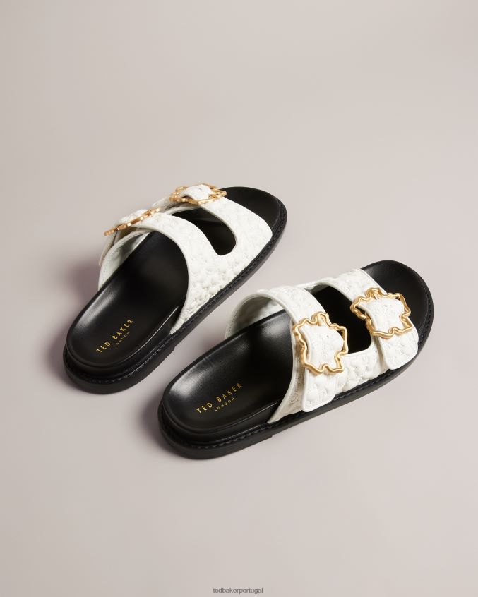 sapato Ted Baker Sandália com fivela magnólia acolchoada e acolchoada branco mulheres 8X6HDF867