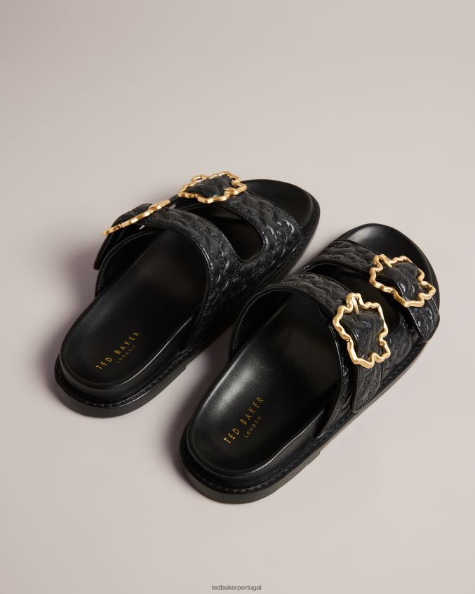 sapato Ted Baker Sandália com fivela magnólia acolchoada e acolchoada preto mulheres 8X6HDF892