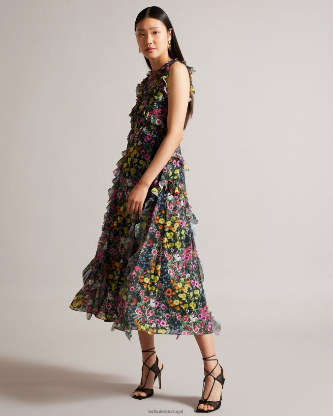 sapato Ted Baker sandália de tira de amarração de malha junera preto mulheres 8X6HDF874