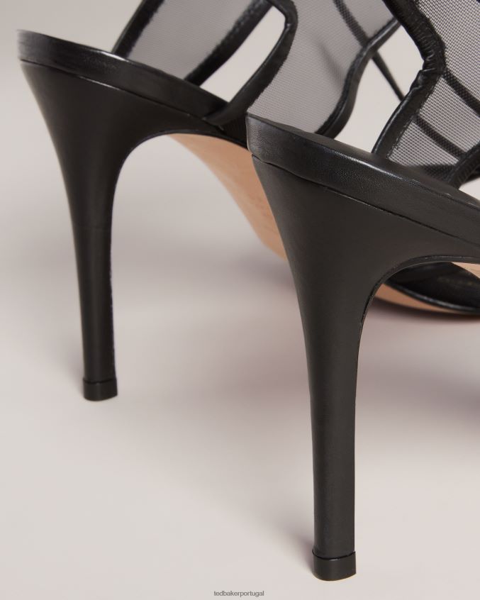 sapato Ted Baker sandália de tira de amarração de malha junera preto mulheres 8X6HDF874