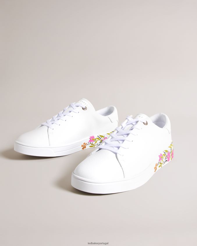sapato Ted Baker sheliie tênis de couro com sola floral branco mulheres 8X6HDF881