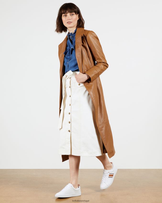 sapato Ted Baker tênis baily em couro com detalhes metálicos Marinha Branca mulheres 8X6HDF915