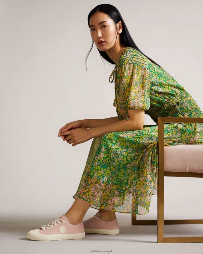 sapato Ted Baker tênis cano baixo tayni canvas rosa escuro mulheres 8X6HDF933