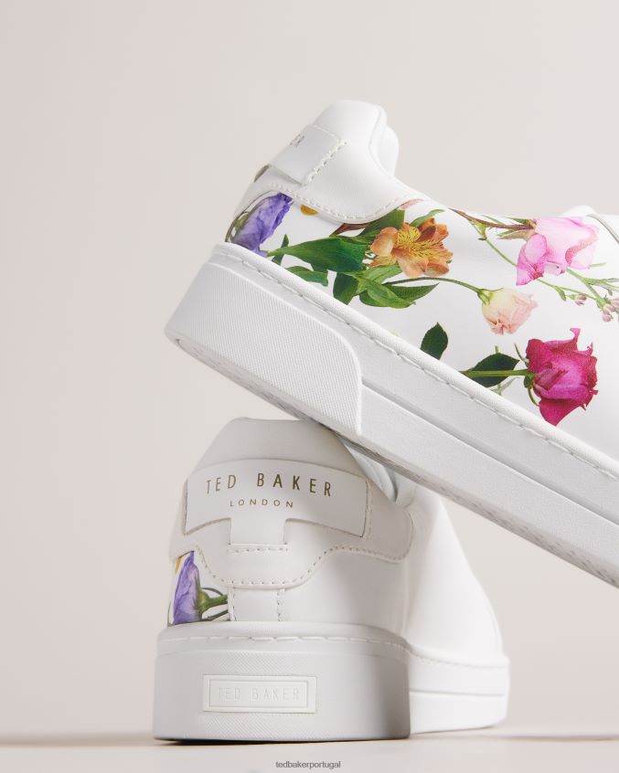 sapato Ted Baker tênis cupsole floral estampado artel branco mulheres 8X6HDF857