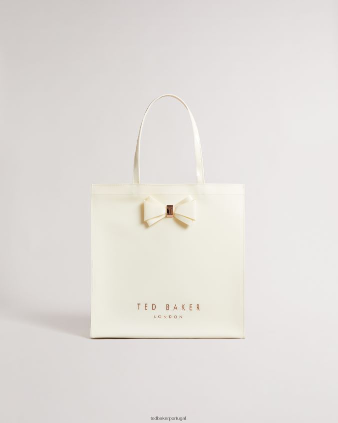 bolsas Ted Baker bolsa grande com ícone de arco liso alacon marfim mulheres 8X6HDF837