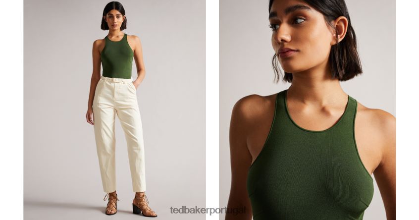 roupas Ted Baker Body com agulha completa de rayon brilhante alesi verde mulheres 8X6HDF622