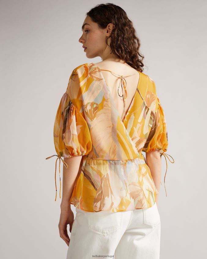 roupas Ted Baker blusa manga bufante exagerada darcila laranja escuro mulheres 8X6HDF562