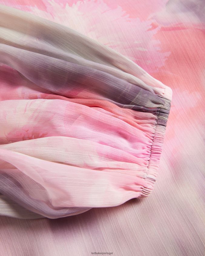 roupas Ted Baker blusa envolvente emiliah com ombros franzidos coral mulheres 8X6HDF379