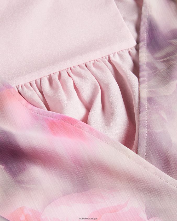 roupas Ted Baker blusa envolvente emiliah com ombros franzidos coral mulheres 8X6HDF379