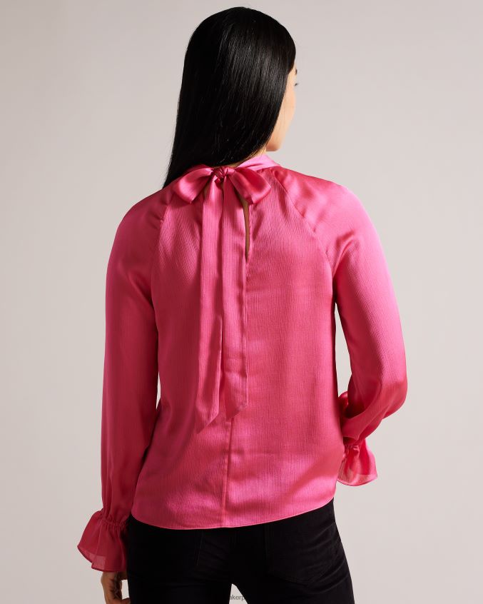 roupas Ted Baker blusa joanha manga longa gola alta com recortes Rosa escuro mulheres 8X6HDF107