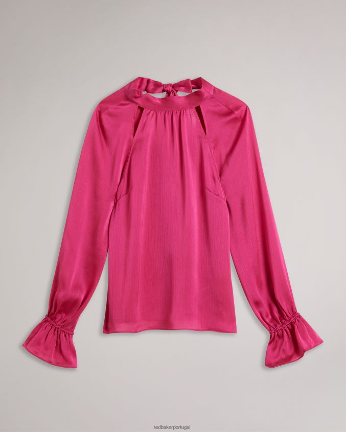 roupas Ted Baker blusa joanha manga longa gola alta com recortes Rosa escuro mulheres 8X6HDF107