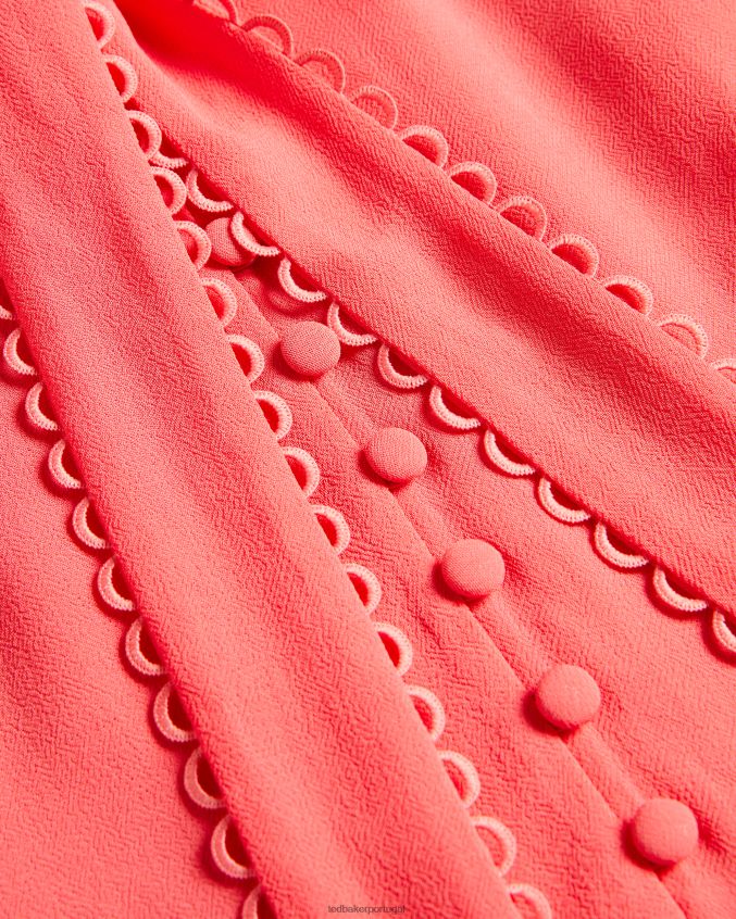 roupas Ted Baker blusa julinaa com detalhe de acabamento rouleaux coral mulheres 8X6HDF366