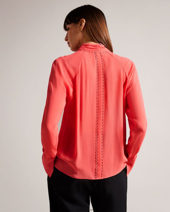 roupas Ted Baker blusa julinaa com detalhe de acabamento rouleaux coral mulheres 8X6HDF366