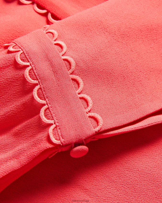 roupas Ted Baker blusa julinaa com detalhe de acabamento rouleaux coral mulheres 8X6HDF366