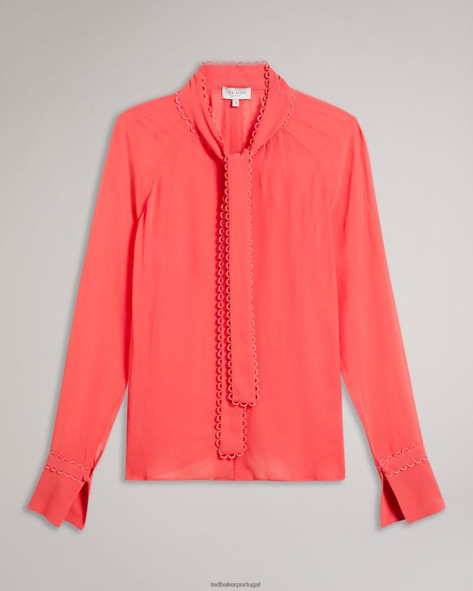 roupas Ted Baker blusa julinaa com detalhe de acabamento rouleaux coral mulheres 8X6HDF366