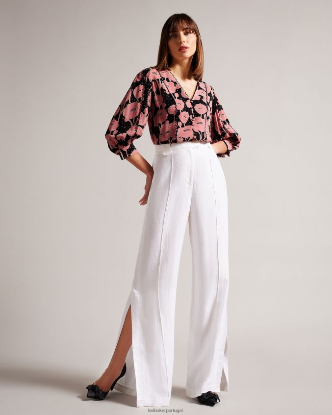 roupas Ted Baker blusa stephii com decote em V e estampa de papoula preto mulheres 8X6HDF135